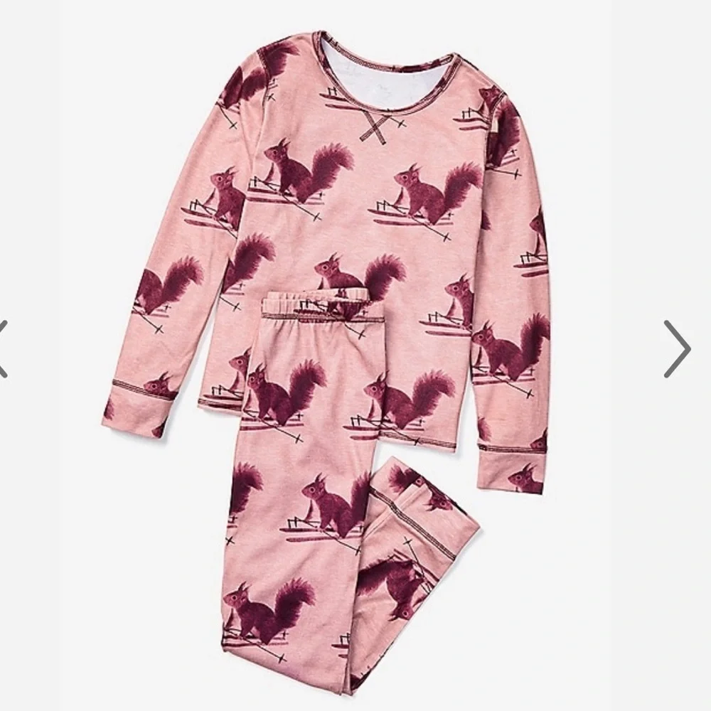 NWT justice girls youth squirrel 2 piece pajamas sz 6 pink brown